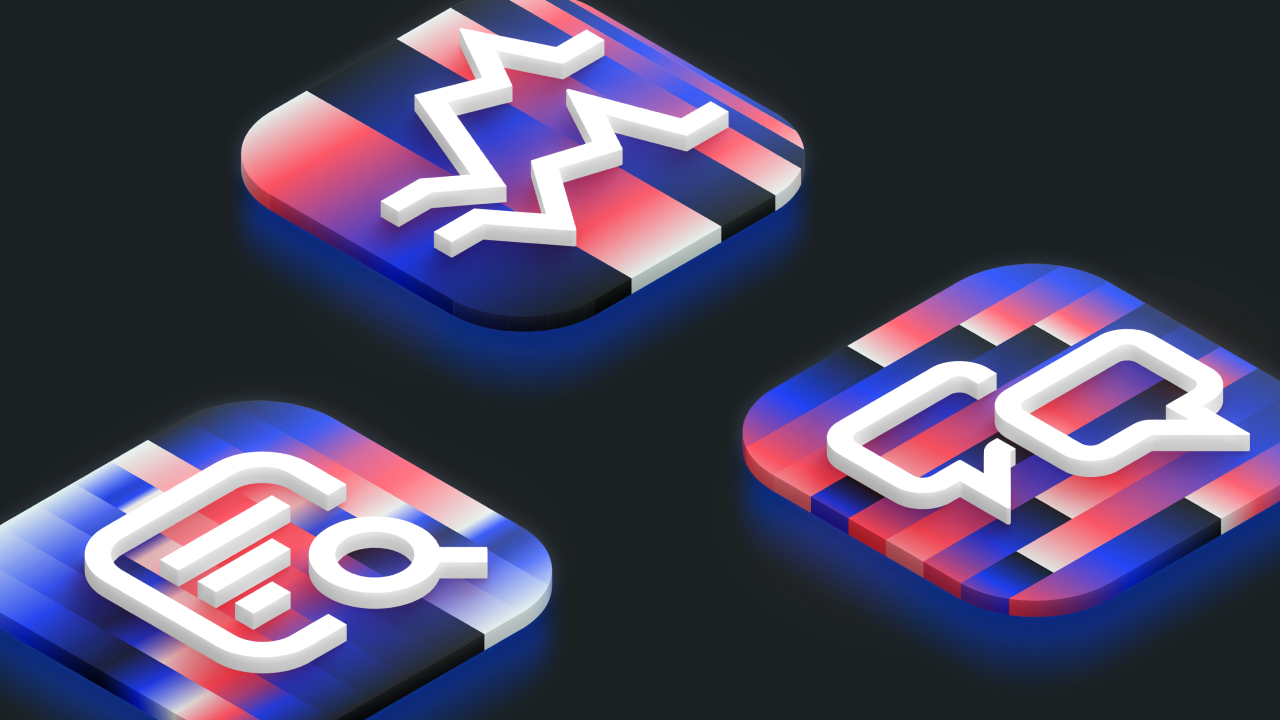 Illustration of three app icons